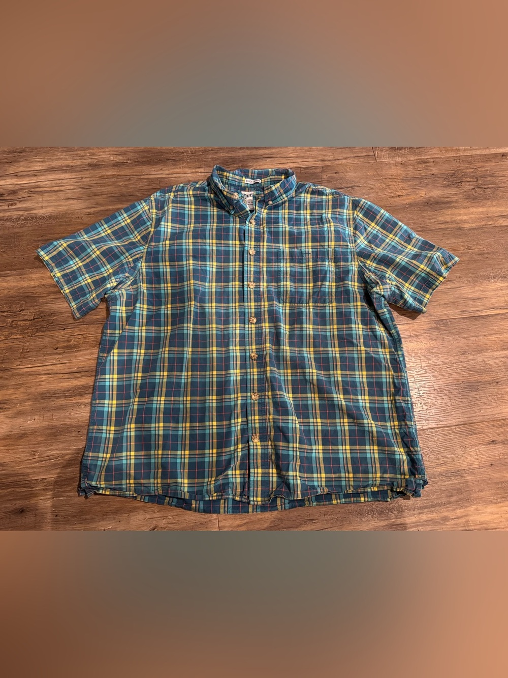 Duluth Trading Co. Untucked‎ Plaid Short Sleeve Button Up XL Tall relaxed